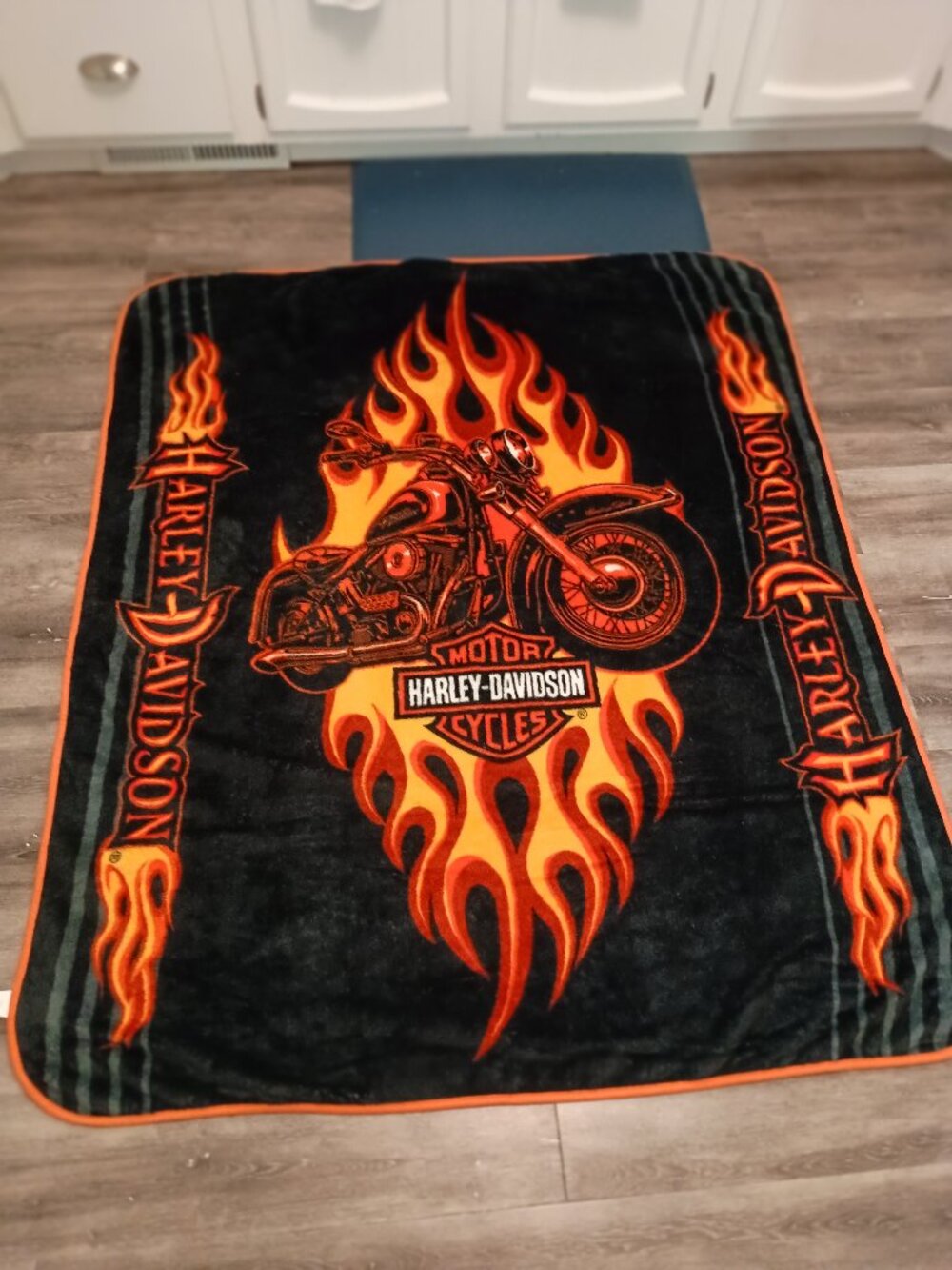 Harley Davidson Motorcycle Throw Blanket 58"x49" Motorcycle with Flames 2008